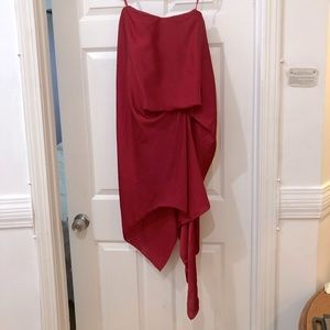 BCBGMaxazria | Asymmetrical Draped Strapless Silk Cocktail Runway Dress